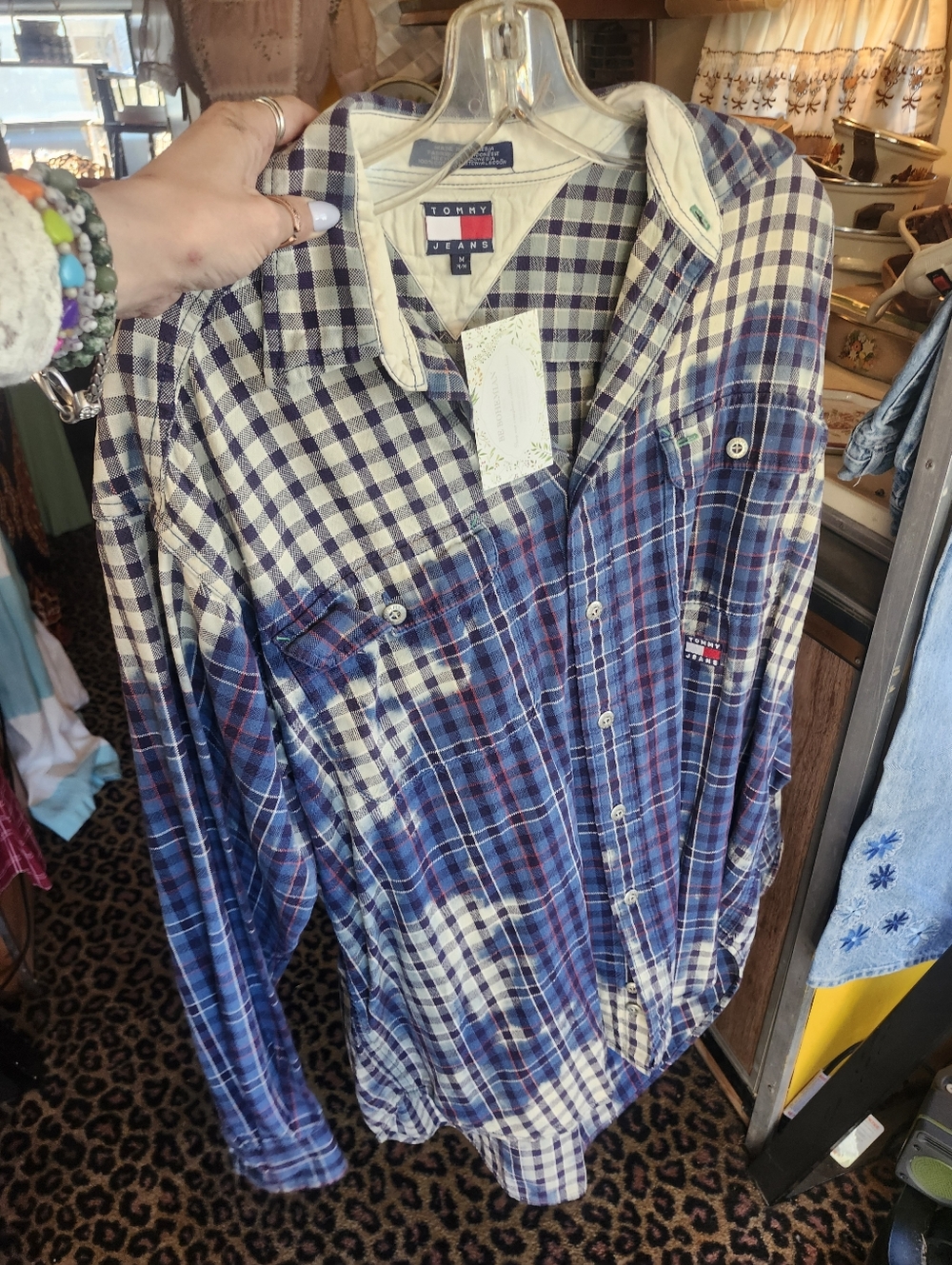 Vintage 90s Distressed Plaid Tommy Shirt